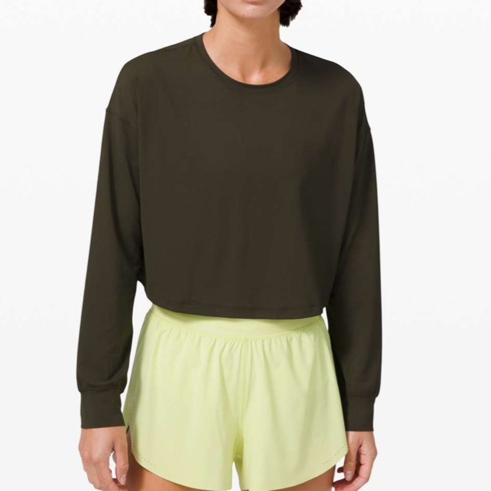 Lululemon Crop Long Sleeve 6 Dark Olive